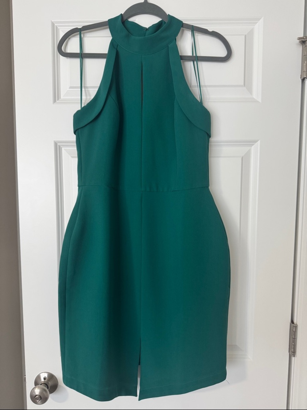 Emerald Green High-Neck Mini Dress